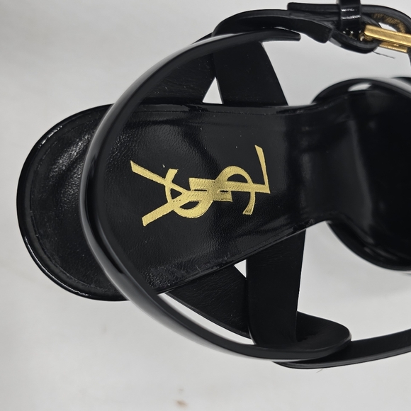 YSL Tribute Platform Sandals Vitello Vernice Soft - 38 - Picture 12 of 16